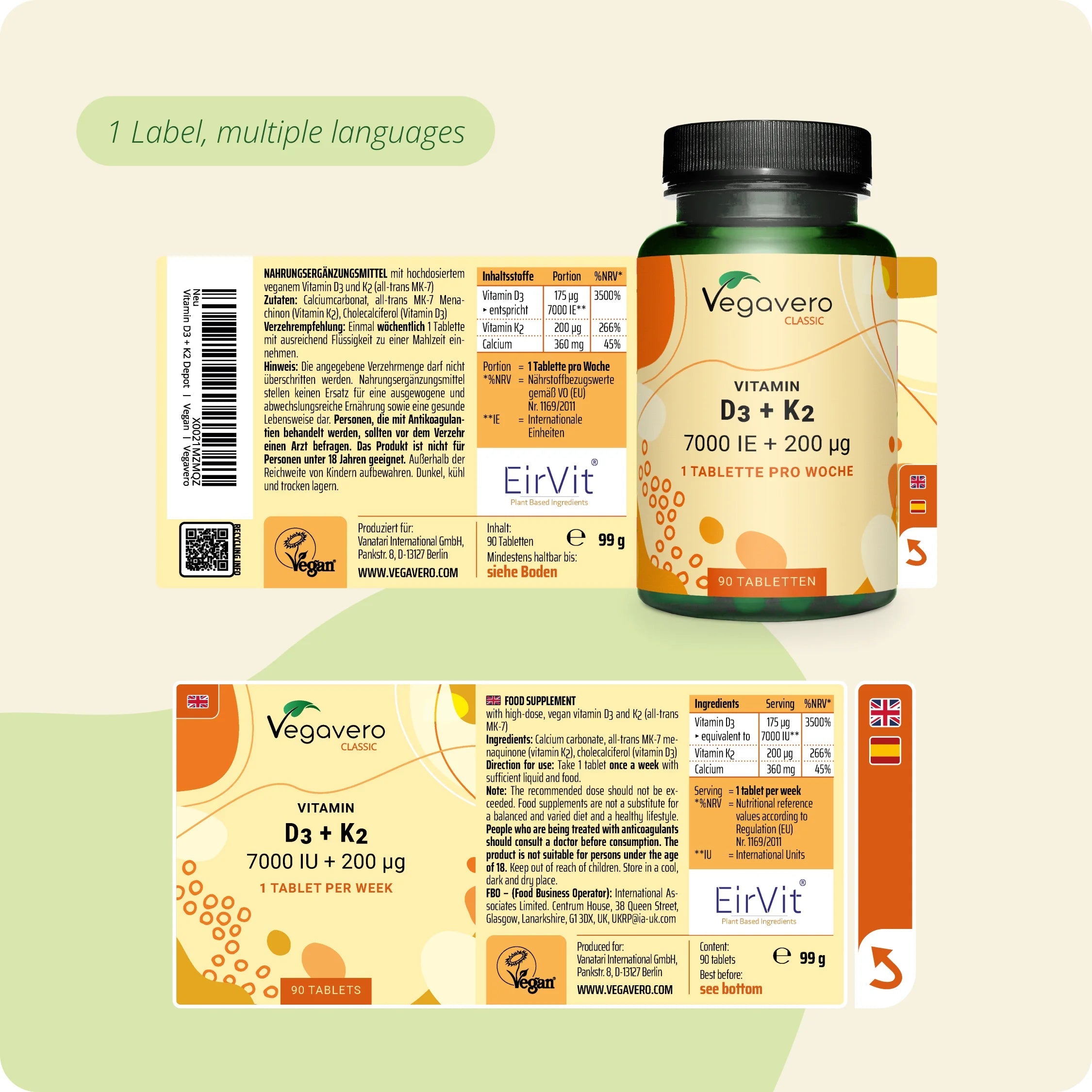 Vitamin D3 + K2 Depot Tablets